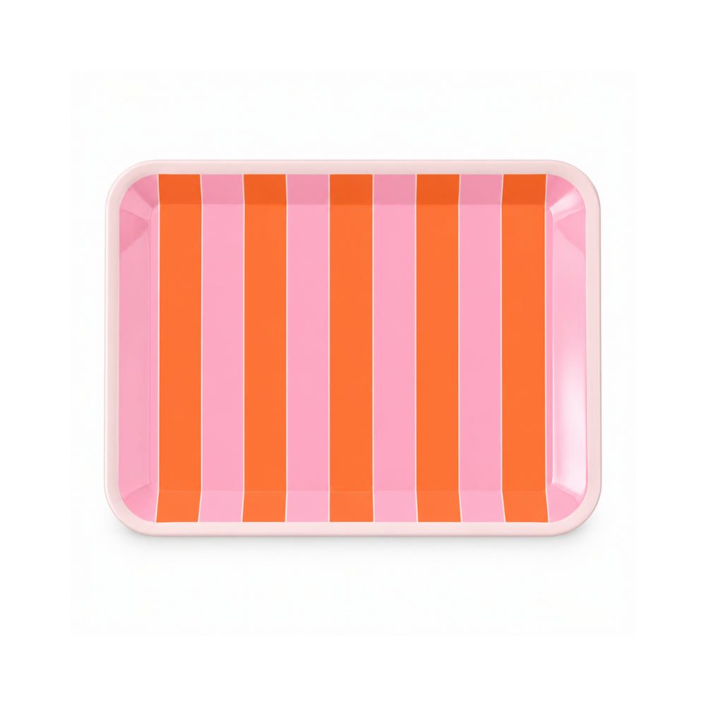 The Grapefruit Collection Melamine Serving Plate - SUNSET STRIPE