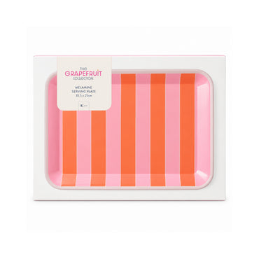 The Grapefruit Collection Melamine Serving Plate - SUNSET STRIPE
