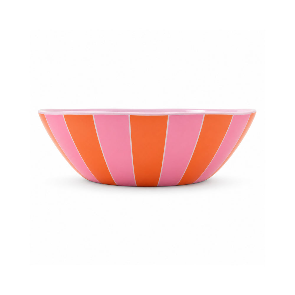 The Grapefruit Collection Large Melamine Serving Bowl - SUNSET STRIPE