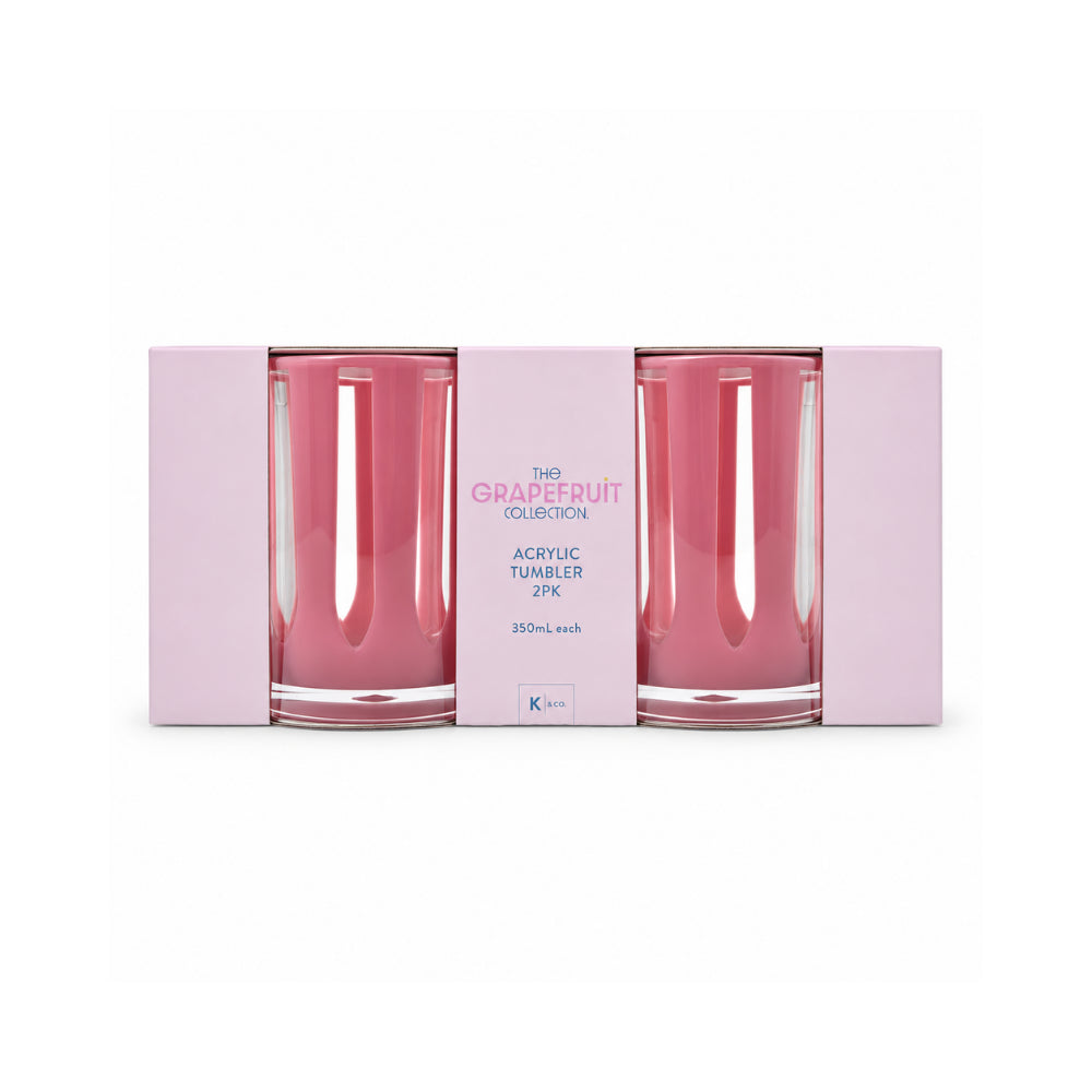 The Grapefruit Collection Acrylic Striped Tumbler 2 Piece - PINK