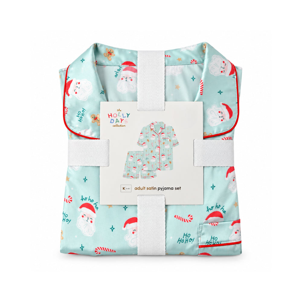 Holly Days Christmas Collection Adult Satin Pyjama Set - HO HO HO
