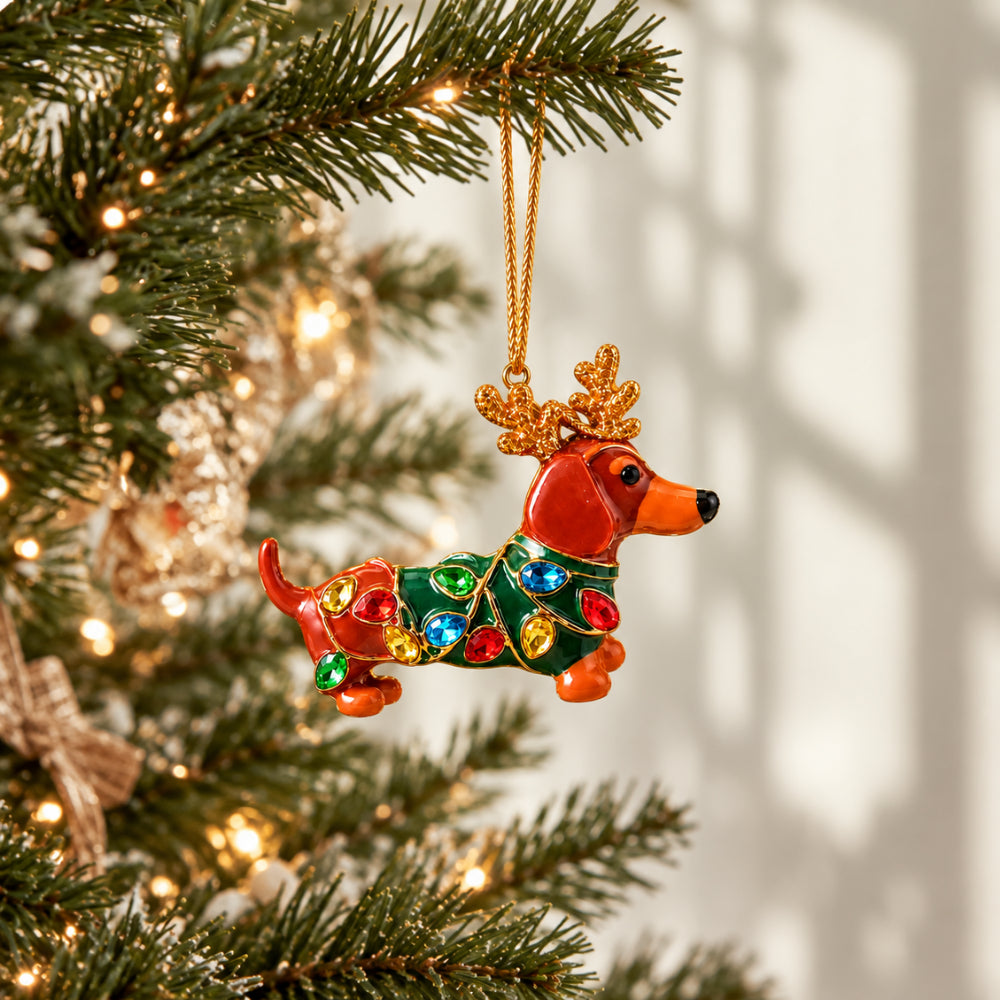 Holly Days Christmas Collection Alloy Tree Decoration - SAUSAGE DOG