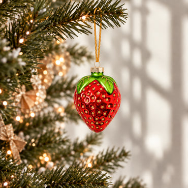 Holly Days Christmas Collection Glass Tree Decoration - STRAWBERRY