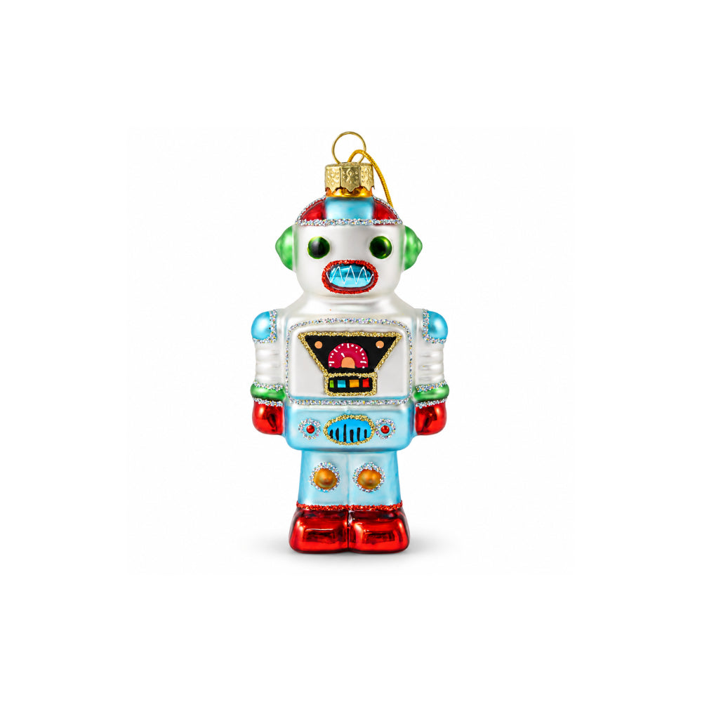 Holly Days Christmas Collection Glass Tree Decoration - RETRO ROBOT