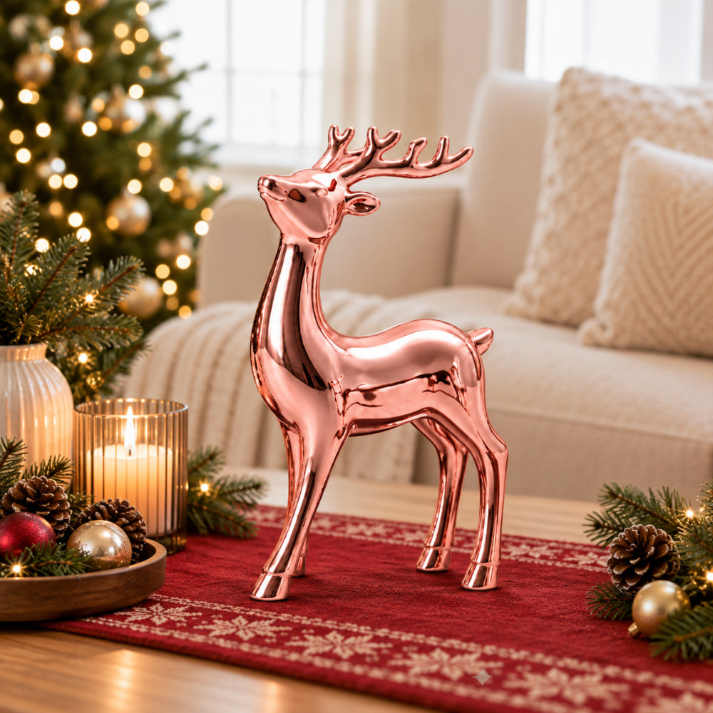 Holly Days Christmas Collection Medium Alloy Elk Ornament - PINK