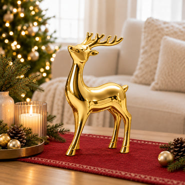 Holly Days Christmas Collection Medium Alloy Elk Ornament - GOLD