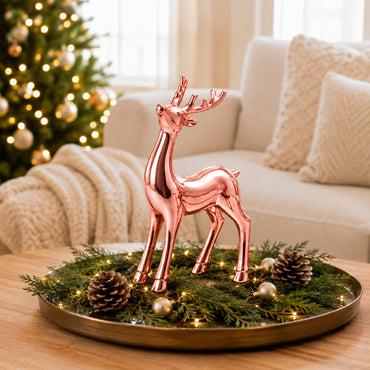 Holly Days Christmas Collection Large Alloy Elk Ornament - PINK