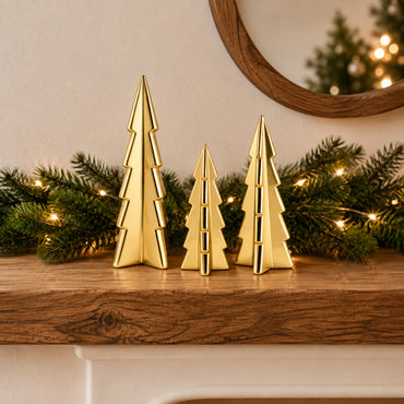Holly Days Christmas Collection Alloy Tree Ornament 3 Pack - GOLD