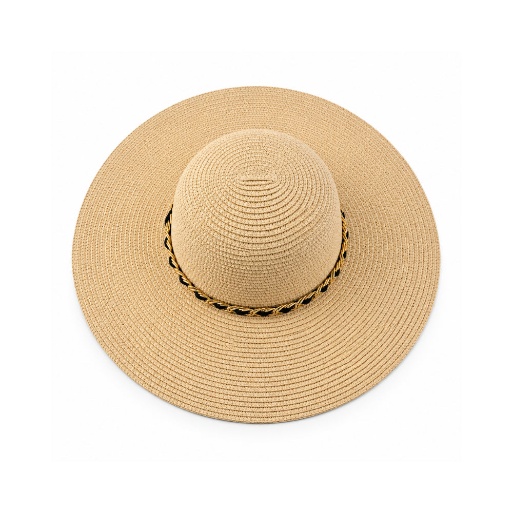 Sun and Sea Collection Straw Wide Brim Hat - CHAIN