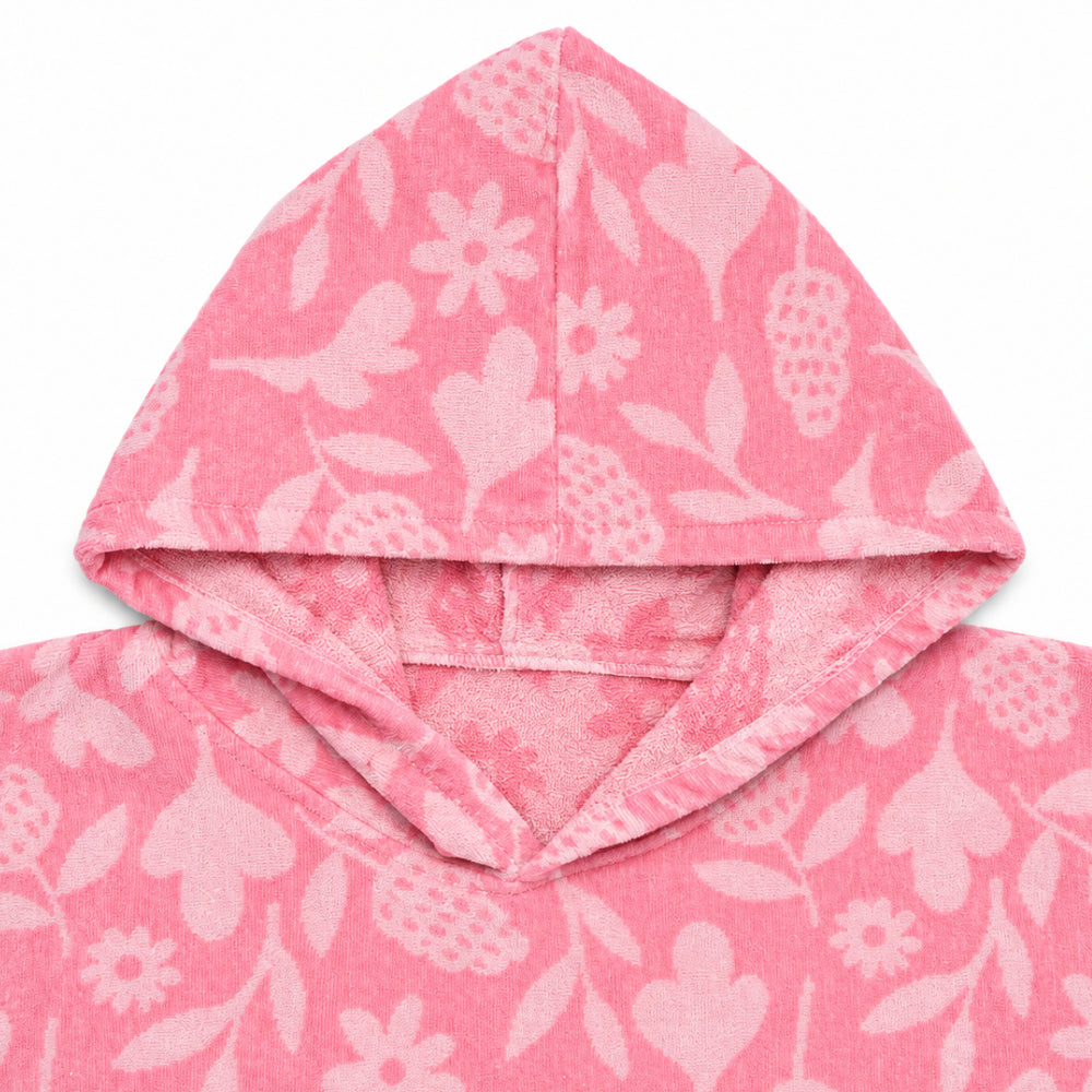 Sun and Sea Collection Adult Beach Poncho with Pocket - PINK RETRO FLORAL