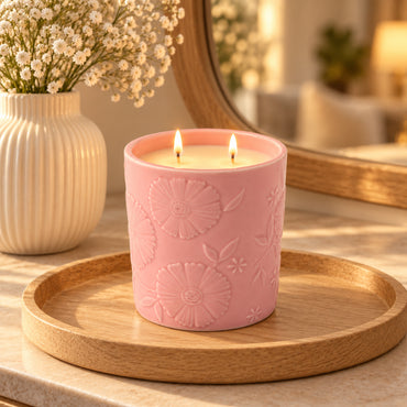 Rosewood Collection Ceramic Embossed Candle 400g - SUGAR PLUM