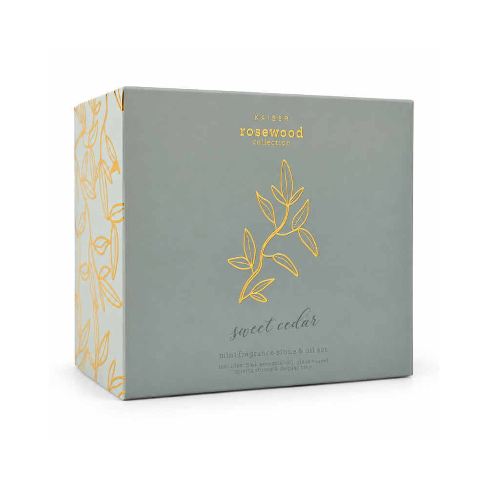 Rosewood Collection Mini Fragrance Stone & Oil Set - SWEET CEDAR