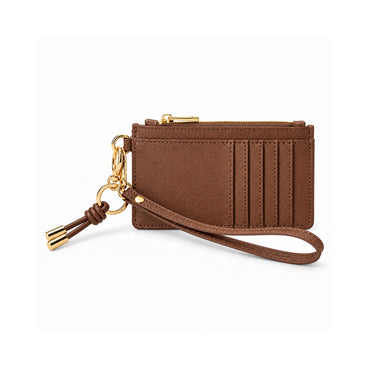 Rosewood Collection Genuine Leather Wristlet Card Pouch - ESPRESSO