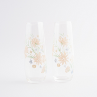 Printed Stemless Drinking Flute - Blushing Floral
