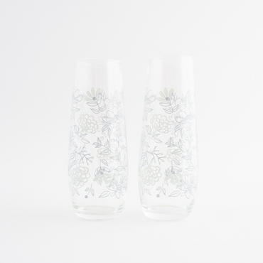 Printed Stemless Drinking Flute - Delicate Floral