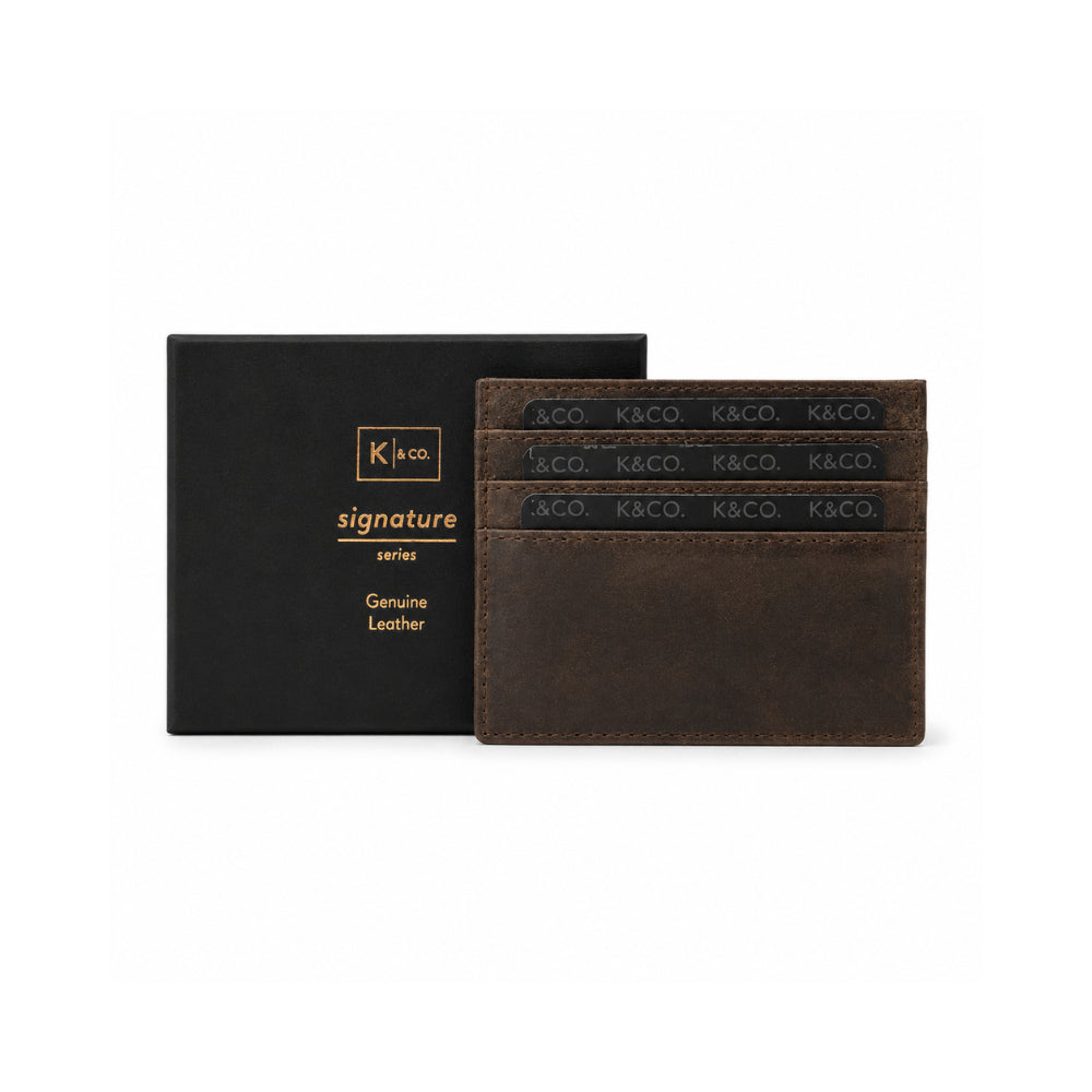 K&Co. Genuine Leather Card Wallet - ESPRESSO