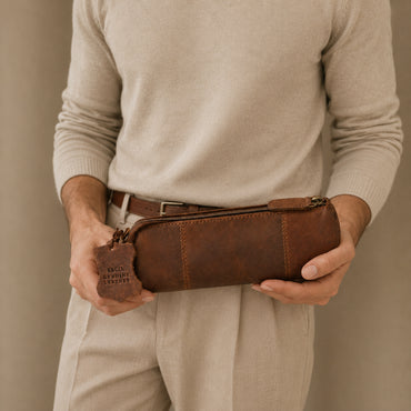 K&Co. Genuine Leather Cylinder Bag - COGNAC