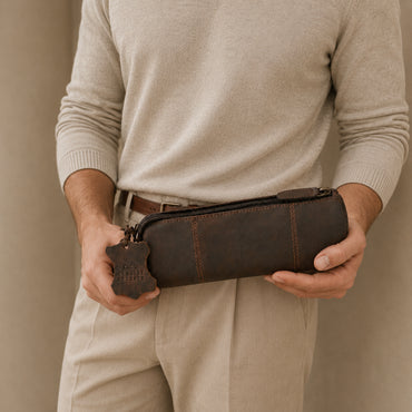 K&Co. Genuine Leather Cylinder Bag - ESPRESSO