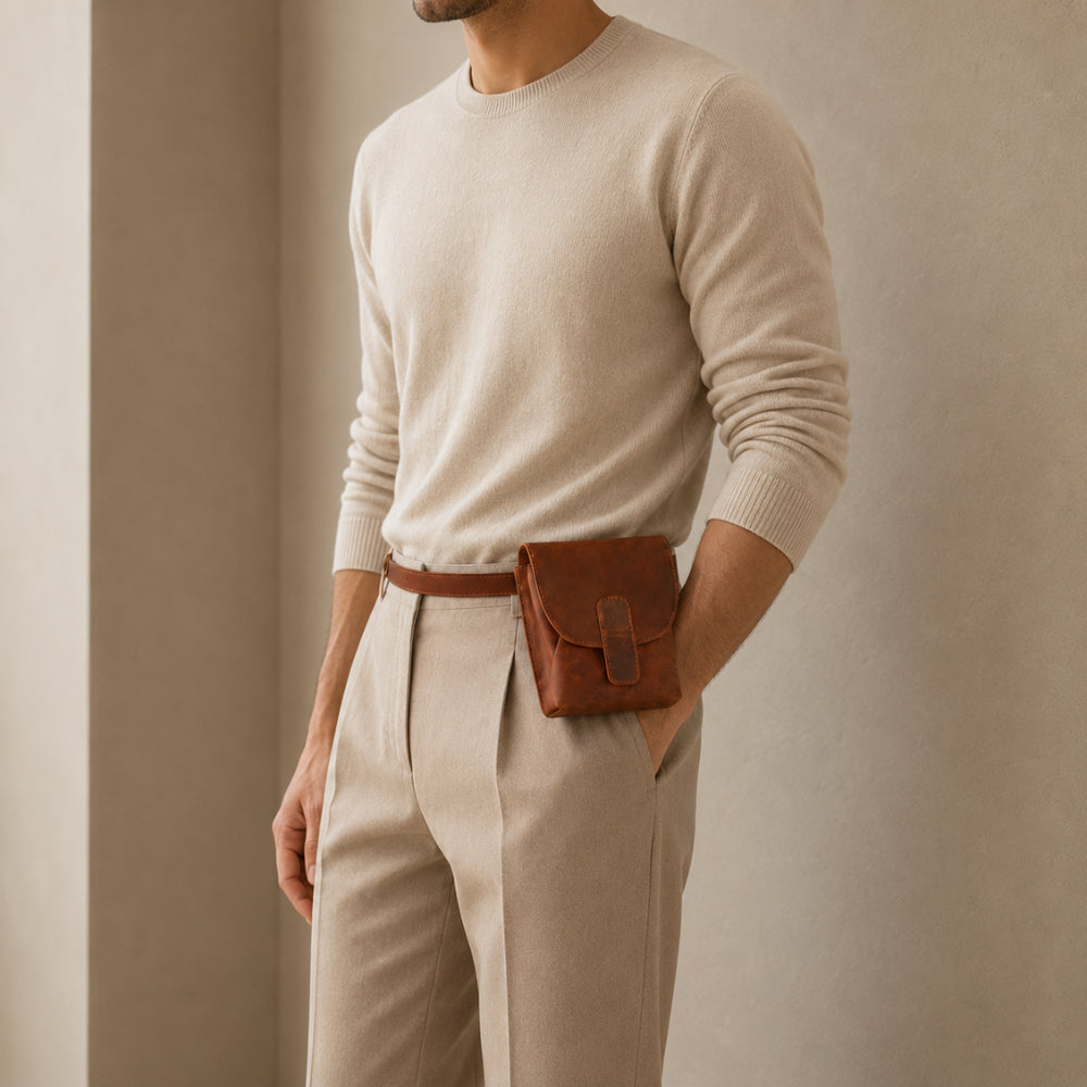 K&Co. Genuine Leather Belt Bag One - COGNAC