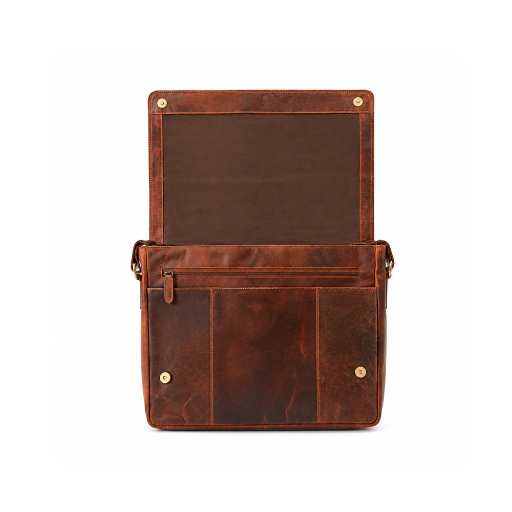 K&Co. Genuine Leather Satchel - COGNAC