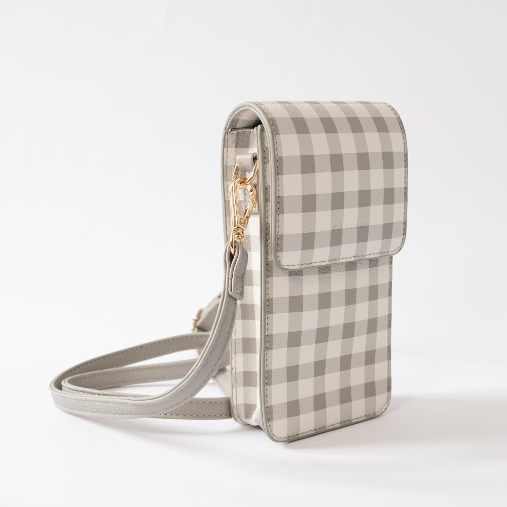 Kaiser Crossbody Phone Bag - Sage Gingham
