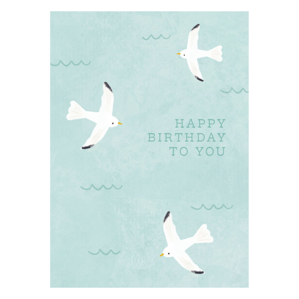 Greeting Card - Bubbles - Blue Seagulls