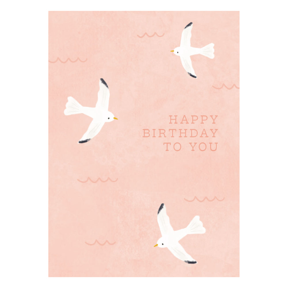 Greeting Card - Bubbles - Pink Seagulls