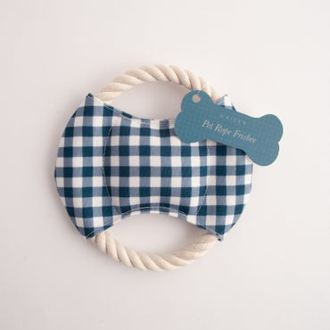Pet Rope Frisbee - NAVY GINGHAM
