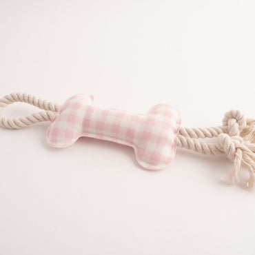 Pet Printed Rope Toy - PINK GINGHAM