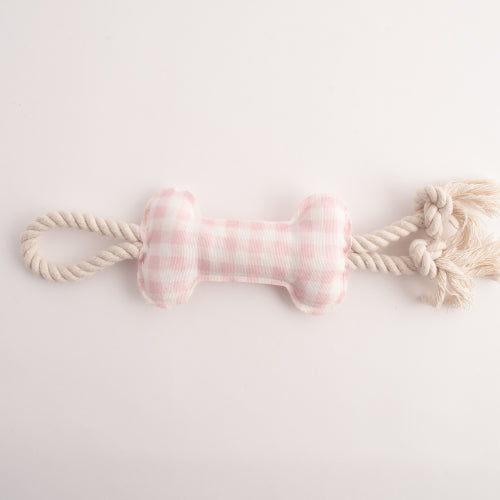 Pet Printed Rope Toy - PINK GINGHAM