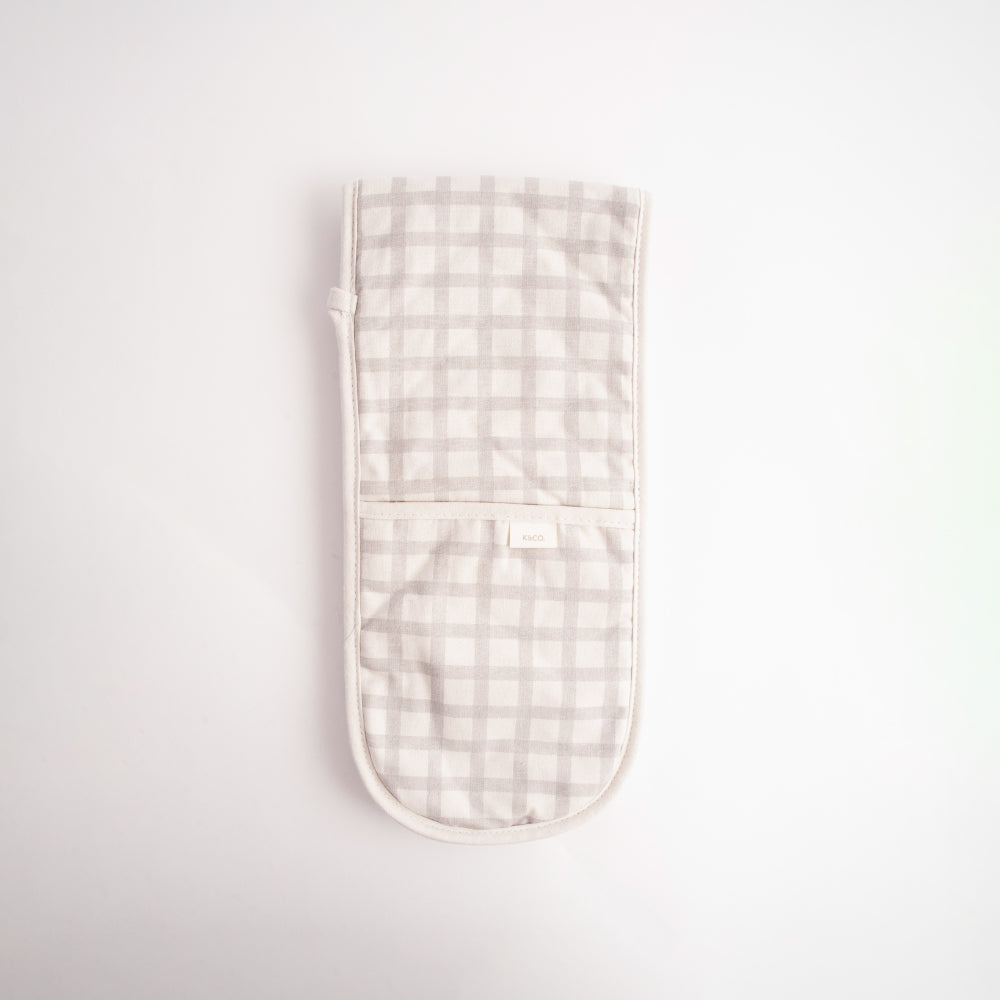 K&Co Home Collection Long Oven Mitt - GREY CHECK