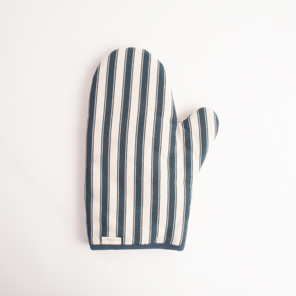 K&Co Home Collection Oven Mitt - NAVY PINSTRIPE