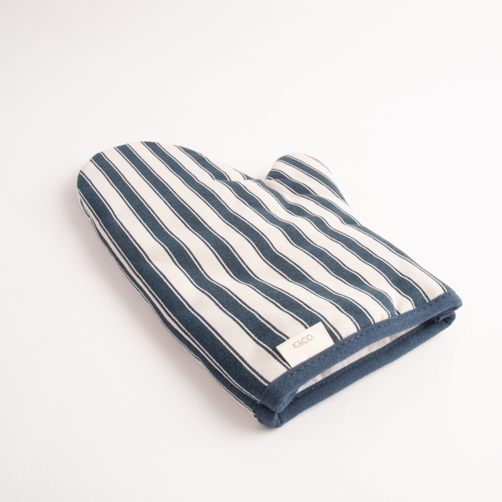 K&Co Home Collection Oven Mitt - NAVY PINSTRIPE