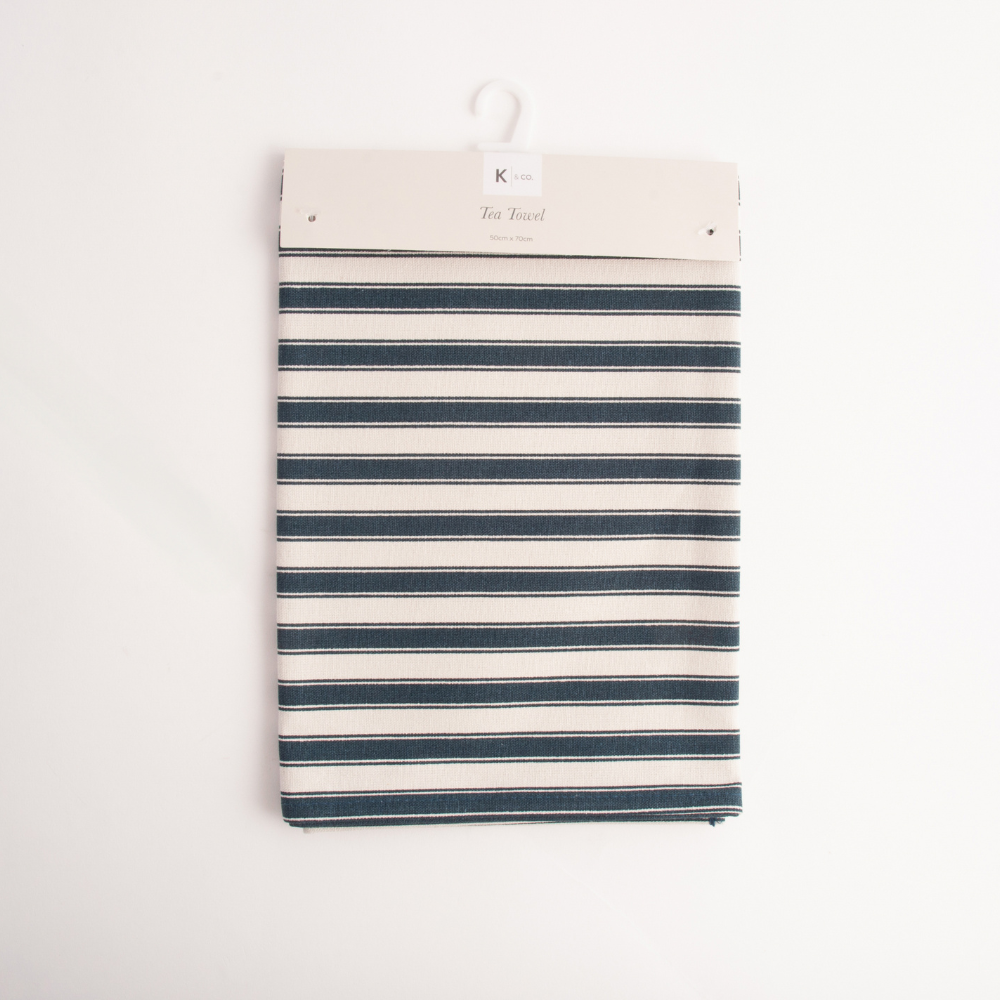 K&Co Home Collection Tea Towel - NAVY PINSTRIPE