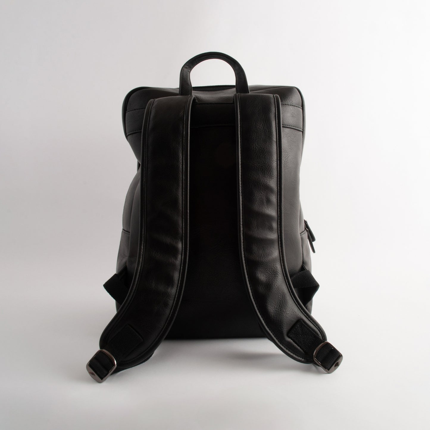 Kaiser Faux Leather Backpack - BLACK