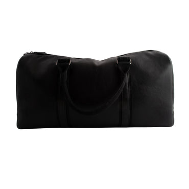 Kaiser Faux Leather Structured Duffle Bag - BLACK