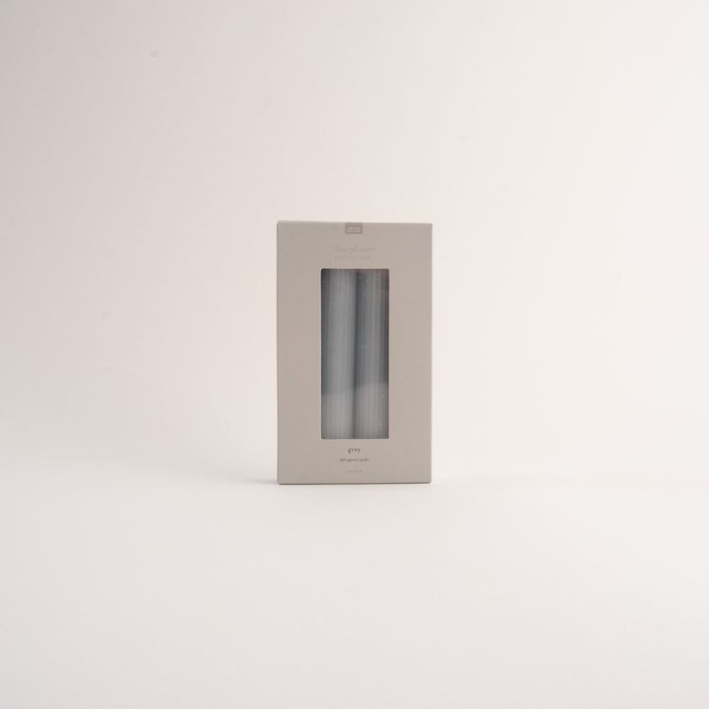 Fleur Tapered Candles 4pk - GREY