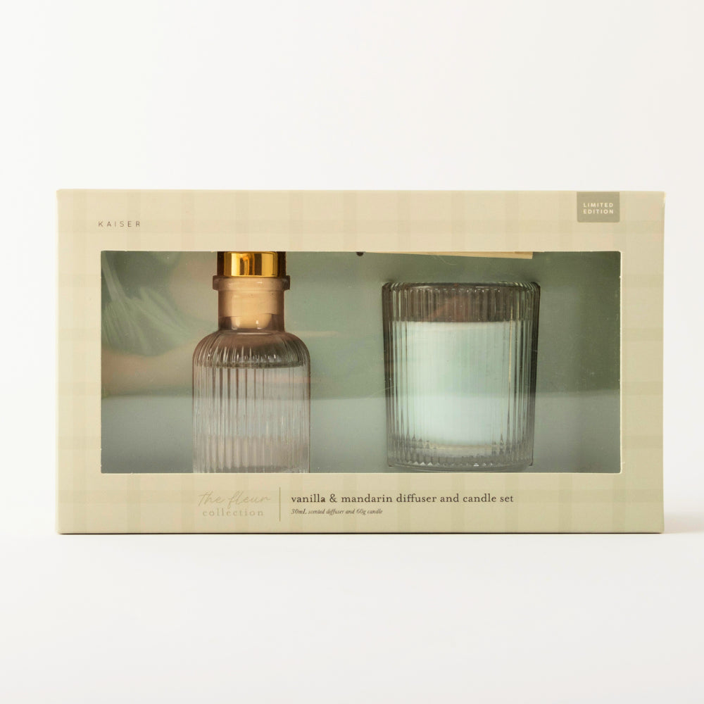 Fleur Diffuser & Candle Set - VANILLA & MANDERIN