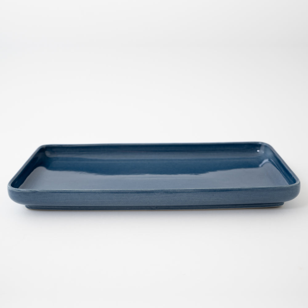 K&Co Navy Glaze Large Rectangle Tray