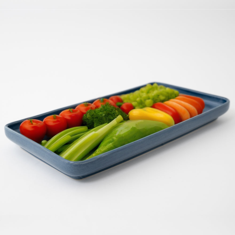 K&Co Navy Glaze Large Rectangle Tray