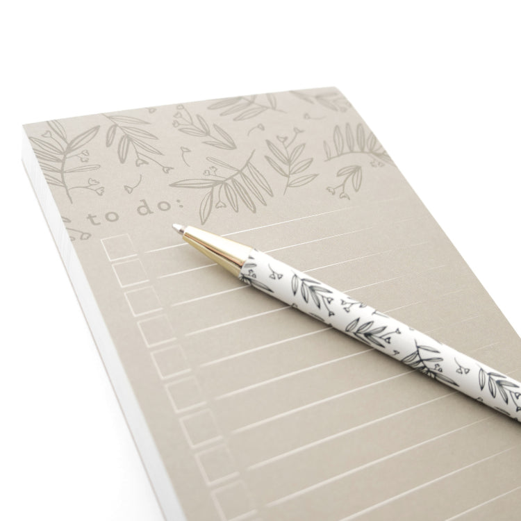 Pepper List Notepad With Pen - Sage Foliage