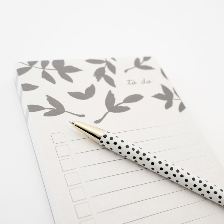 Pepper List Notepad With Pen - Leaf Silhouette
