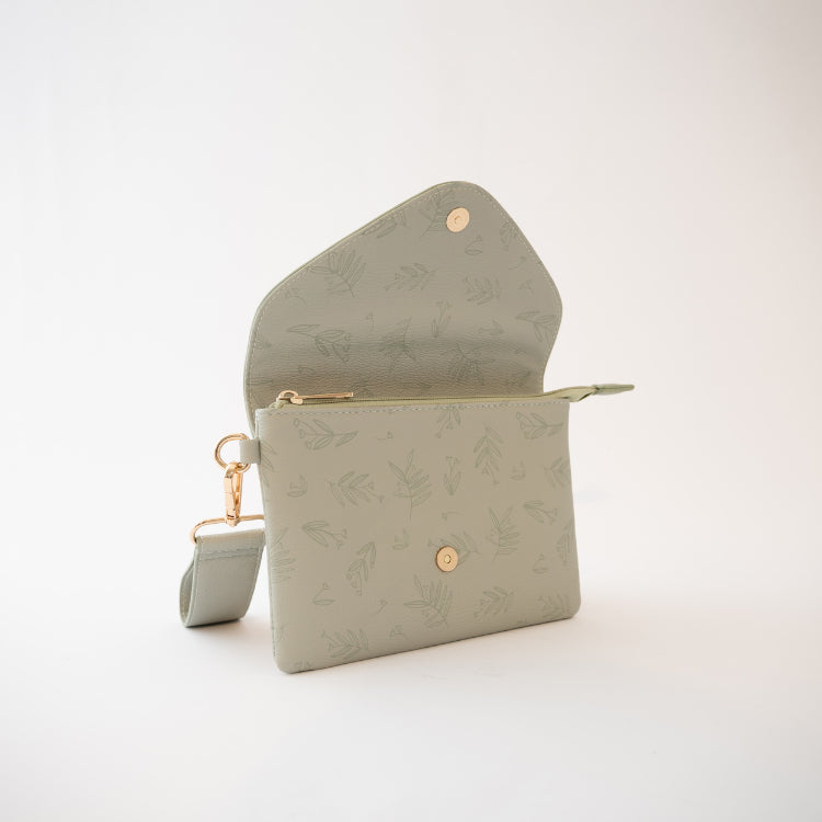 Pepper Envelope Strap Clutch - Sage Foliage