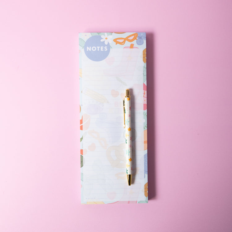 One Of A Kind List Notepad & Pen - Happy Flower