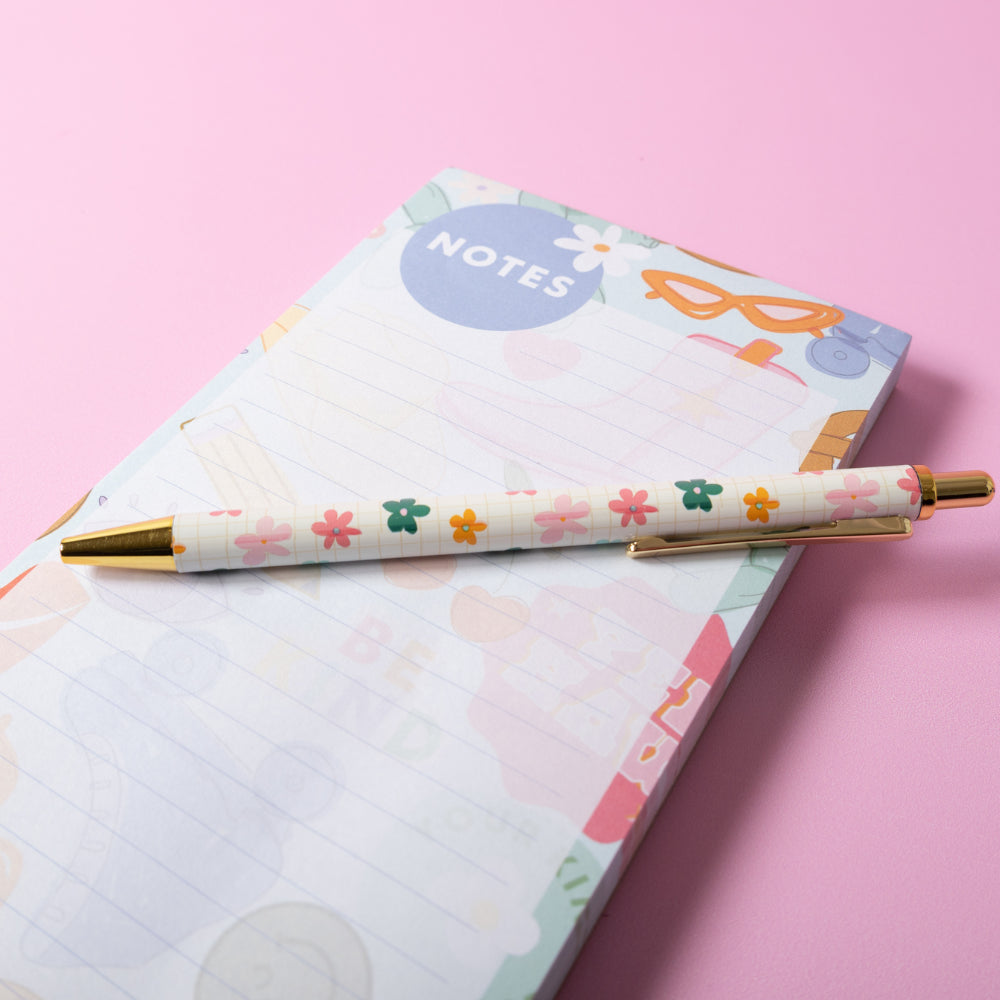 One Of A Kind List Notepad & Pen - Happy Flower