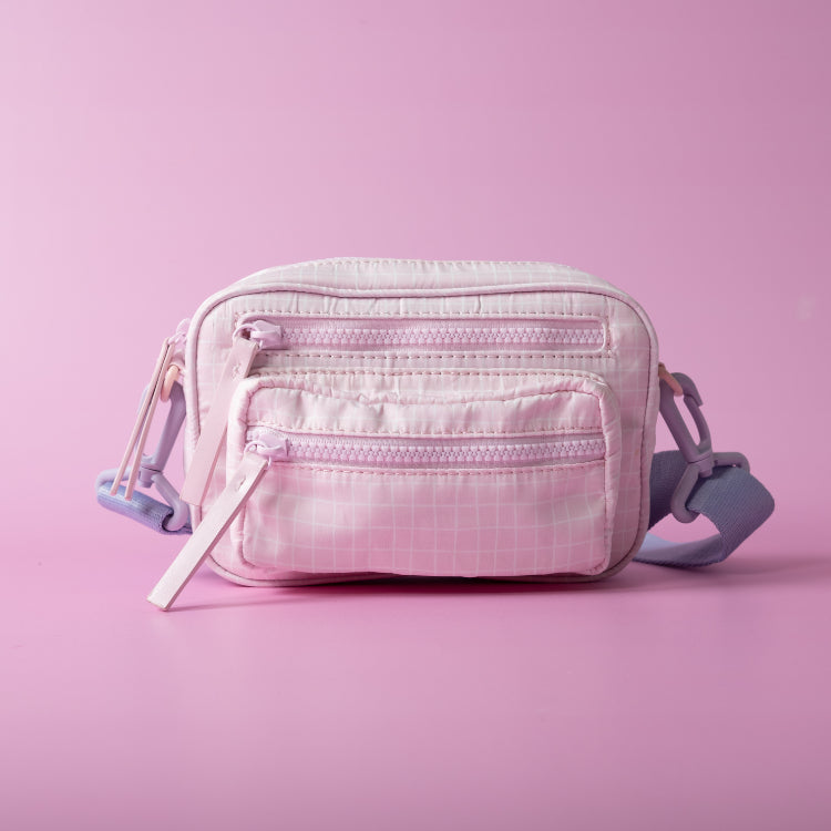 One Of A Kind Crossbody Bag - Pink Grid