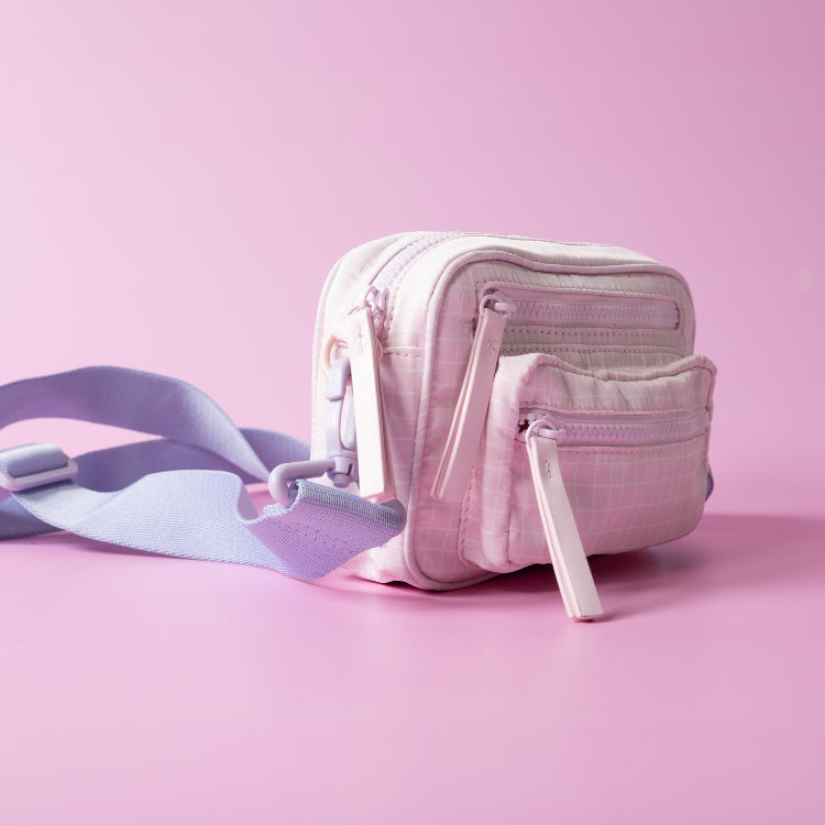 One Of A Kind Crossbody Bag - Pink Grid