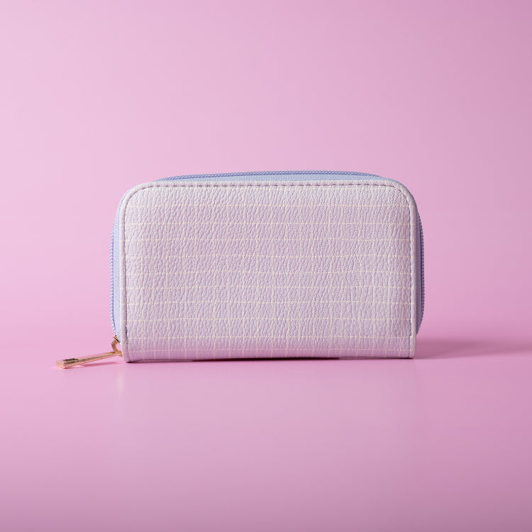 One Of A Kind small Zip Purse - Lilac Grid
