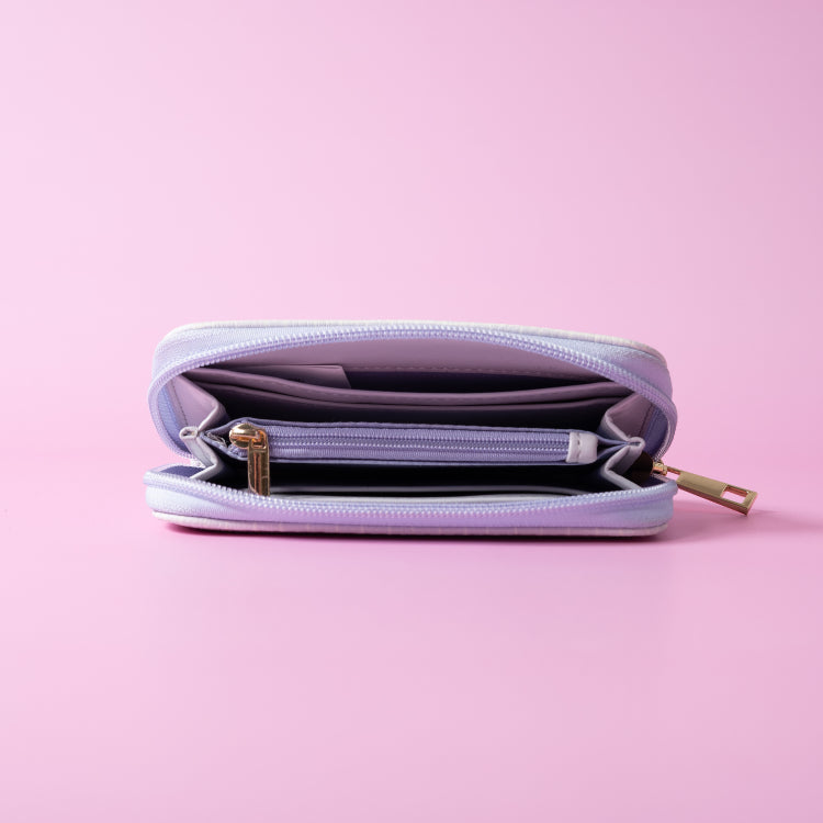 One Of A Kind small Zip Purse - Lilac Grid