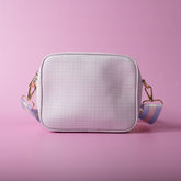 One Of A Kind Textured Strap Side Bag - Lilac Grid